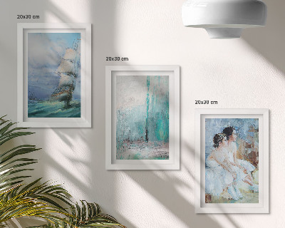 Conjunto de molduras com imagens Retrato abstrato de dançarinos em um navio no mar.