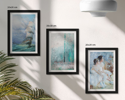 Conjunto de molduras com imagens Retrato abstrato de dançarinos em um navio no mar.