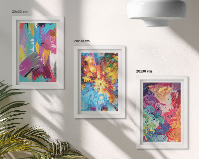 Tríptico com moldura Pinturas abstratas coloridas com padrões dinâmicos