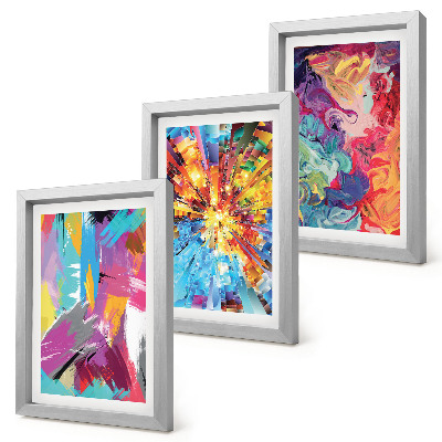 Tríptico com moldura Pinturas abstratas coloridas com padrões dinâmicos
