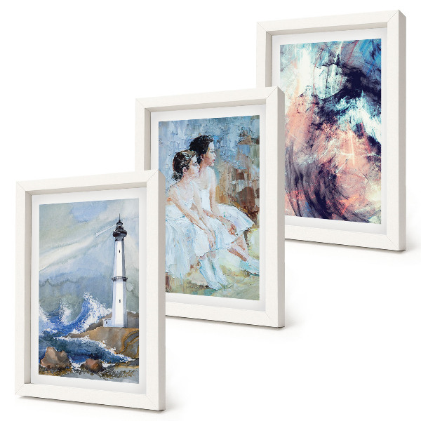 Conjunto de molduras com imagens Farol abstrato pintado e dançarinos