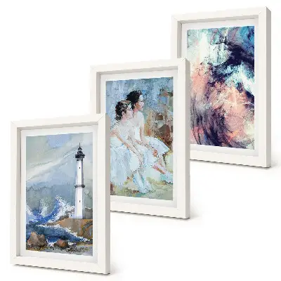 Conjunto de quadros decorativos com arte abstrata de farol e dançarinos
