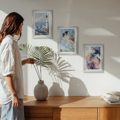 Conjunto de molduras com imagens Farol abstrato pintado e dançarinos