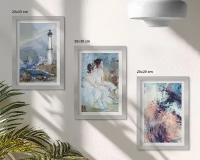 Conjunto de quadros decorativos com arte abstrata de farol e dançarinos