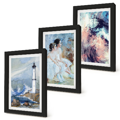 Conjunto de molduras com imagens Farol abstrato pintado e dançarinos
