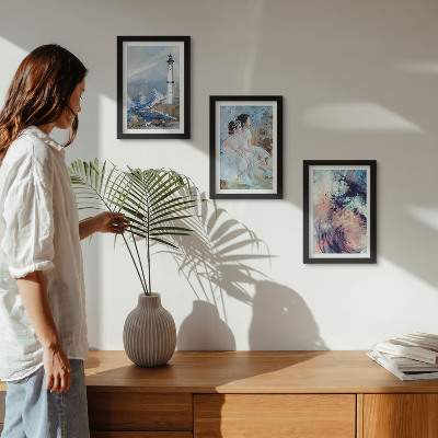 Conjunto de molduras com imagens Farol abstrato pintado e dançarinos