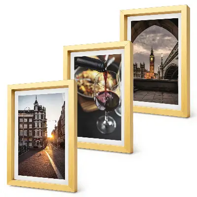 Conjunto de quadros com imagens uma série de fotos com cidade, comida e vista de Londres