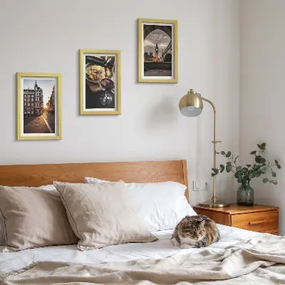 Conjunto de quadros com imagens uma série de fotos com cidade, comida e vista de Londres