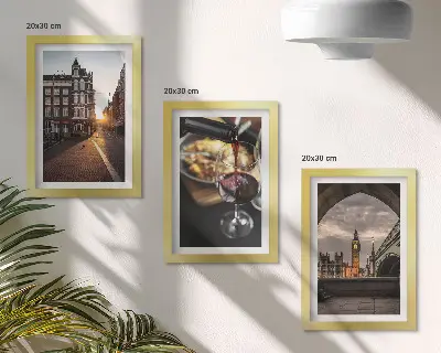 Conjunto de quadros com imagens uma série de fotos com cidade, comida e vista de Londres