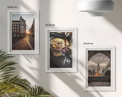 Conjunto de quadros com imagens uma série de fotos com cidade, comida e vista de Londres