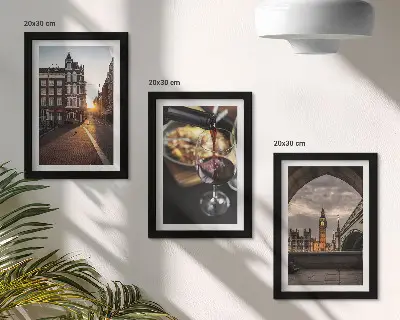 Conjunto de quadros com imagens uma série de fotos com cidade, comida e vista de Londres