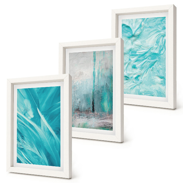 Conjunto de molduras com imagens Tons de azul em delicados padrões abstratos