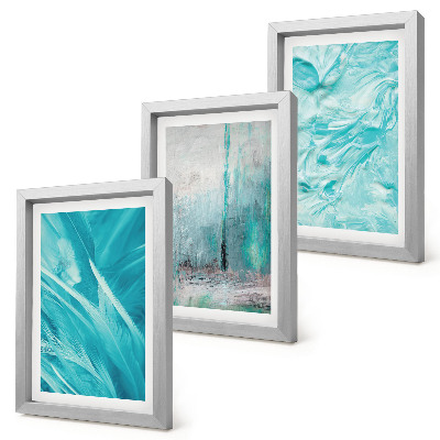 Conjunto de molduras com imagens Tons de azul em delicados padrões abstratos