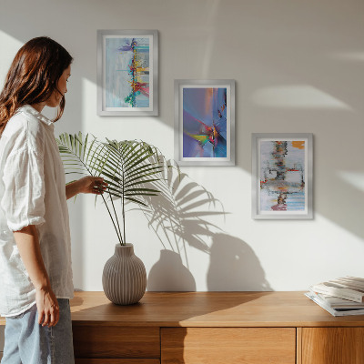 Tríptico com moldura Estilo de pintura de composições abstratas