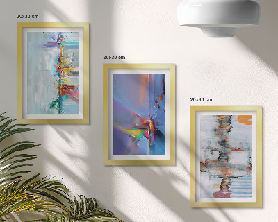 Tríptico com moldura Estilo de pintura de composições abstratas