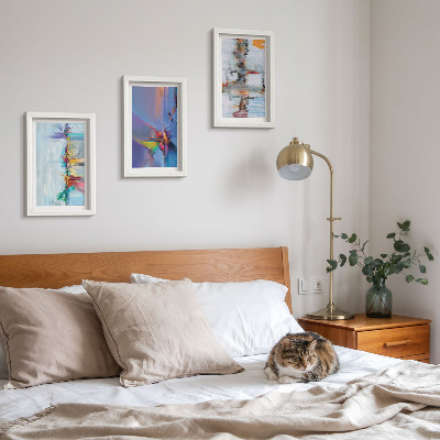 Tríptico com moldura Estilo de pintura de composições abstratas