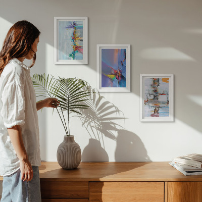 Tríptico com moldura Estilo de pintura de composições abstratas