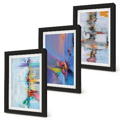 Tríptico com moldura Estilo de pintura de composições abstratas