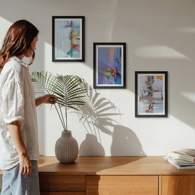 Tríptico com moldura Estilo de pintura de composições abstratas