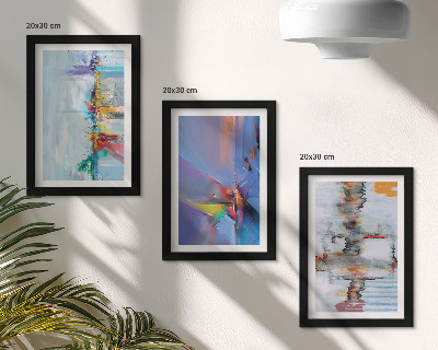 Tríptico com moldura Estilo de pintura de composições abstratas