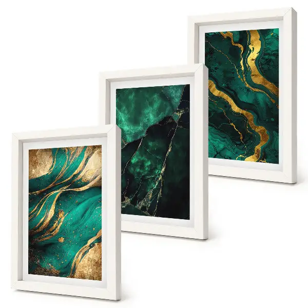 Conjunto de 3 quadros decorativos com padrões abstratos elegantes em pedra
