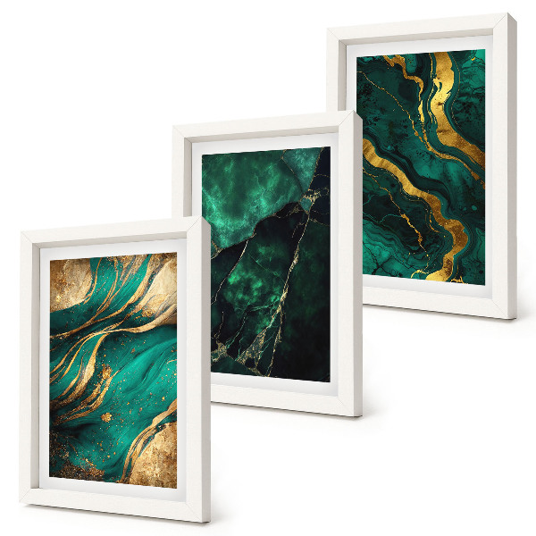 Conjunto de 3 quadros decorativos Padrões abstratos elegantes em pedra