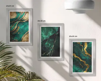 Conjunto de 3 quadros decorativos com padrões abstratos elegantes em pedra