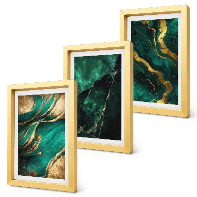 Conjunto de 3 quadros decorativos com padrões abstratos elegantes em pedra