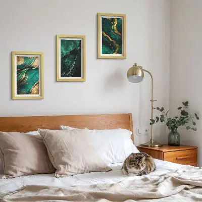Conjunto de 3 quadros decorativos com padrões abstratos elegantes em pedra