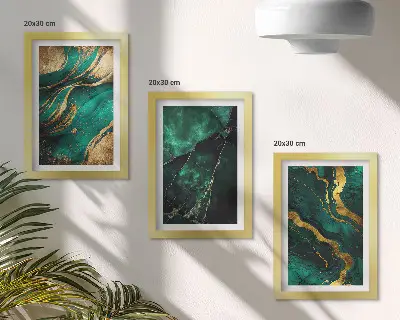 Conjunto de 3 quadros decorativos com padrões abstratos elegantes em pedra