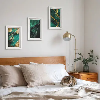 Conjunto de 3 quadros decorativos com padrões abstratos elegantes em pedra