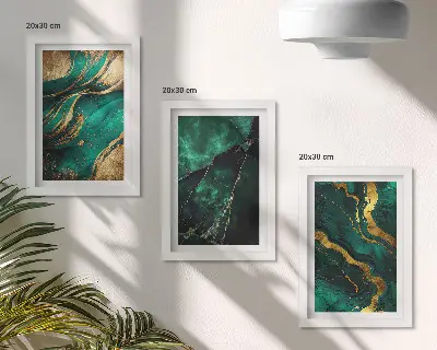 Conjunto de 3 quadros decorativos com padrões abstratos elegantes em pedra
