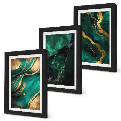 Conjunto de 3 quadros decorativos com padrões abstratos elegantes em pedra
