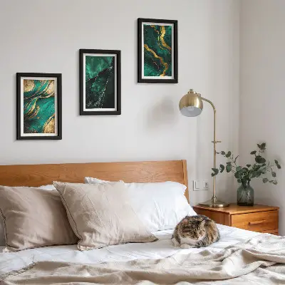 Conjunto de 3 quadros decorativos com padrões abstratos elegantes em pedra