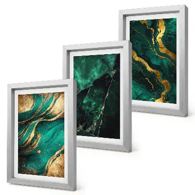 Conjunto de 3 quadros decorativos com padrões abstratos elegantes em pedra