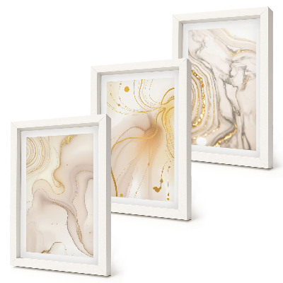 Conjunto de 3 quadros decorativos Padrões abstratos sutis de tinta derramada