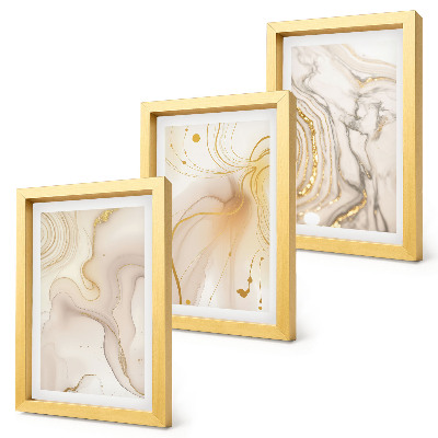 Conjunto de 3 quadros decorativos Padrões abstratos sutis de tinta derramada
