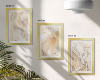 Conjunto de 3 quadros decorativos Padrões abstratos sutis de tinta derramada