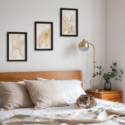 Conjunto de 3 quadros decorativos Padrões abstratos sutis de tinta derramada