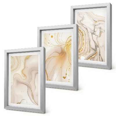 Conjunto de 3 quadros decorativos Padrões abstratos sutis de tinta derramada
