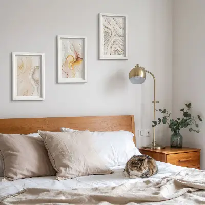 Conjunto de quadros com imagens com padrões abstratos aconchegantes e motivos elegantes