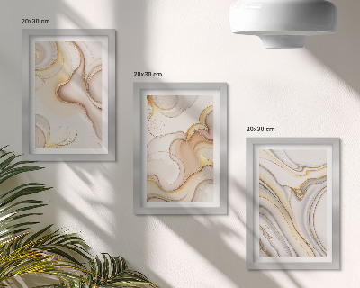 Conjunto de 3 quadros decorativos Motivos abstratos lineares para decoração elegante