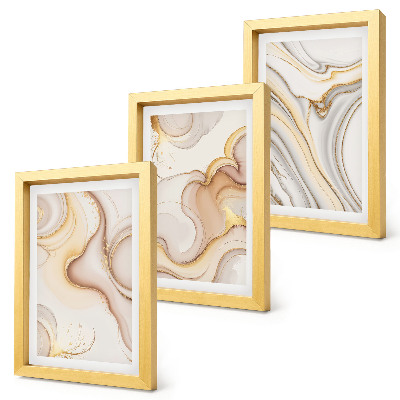 Conjunto de 3 quadros decorativos Motivos abstratos lineares para decoração elegante