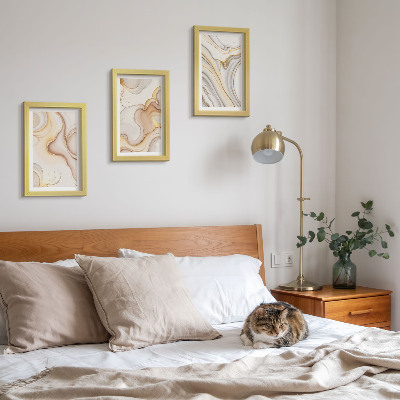 Conjunto de 3 quadros decorativos Motivos abstratos lineares para decoração elegante