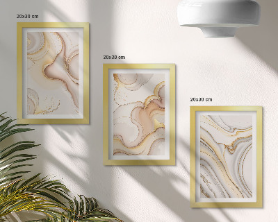 Conjunto de 3 quadros decorativos Motivos abstratos lineares para decoração elegante