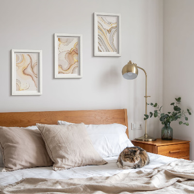 Conjunto de 3 quadros decorativos Motivos abstratos lineares para decoração elegante