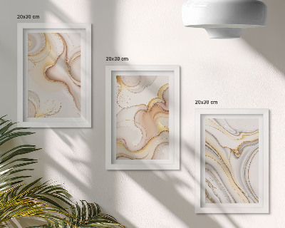 Conjunto de 3 quadros decorativos Motivos abstratos lineares para decoração elegante