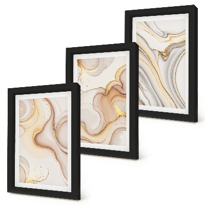 Conjunto de 3 quadros decorativos Motivos abstratos lineares para decoração elegante