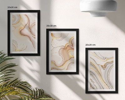 Conjunto de 3 quadros decorativos Motivos abstratos lineares para decoração elegante
