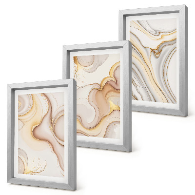 Conjunto de 3 quadros decorativos Motivos abstratos lineares para decoração elegante